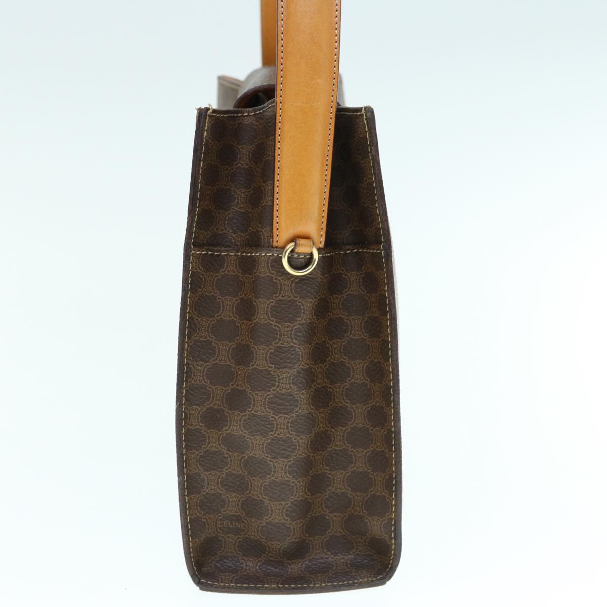 Luxury CELINE Macadam Canvas Hand Bag PVC Leather 2way Brown 62493