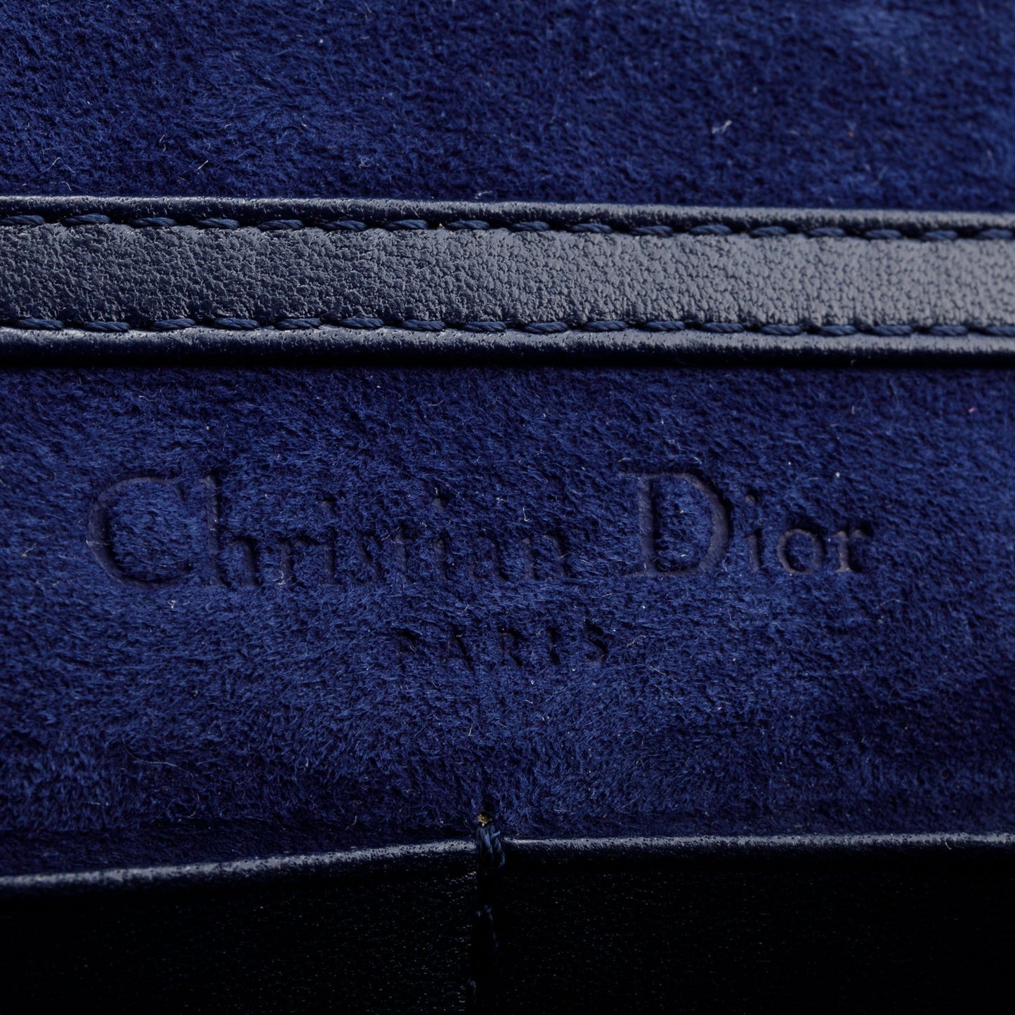 Christian Dior Blue Grained Calfskin Diorama Wallet on Chain