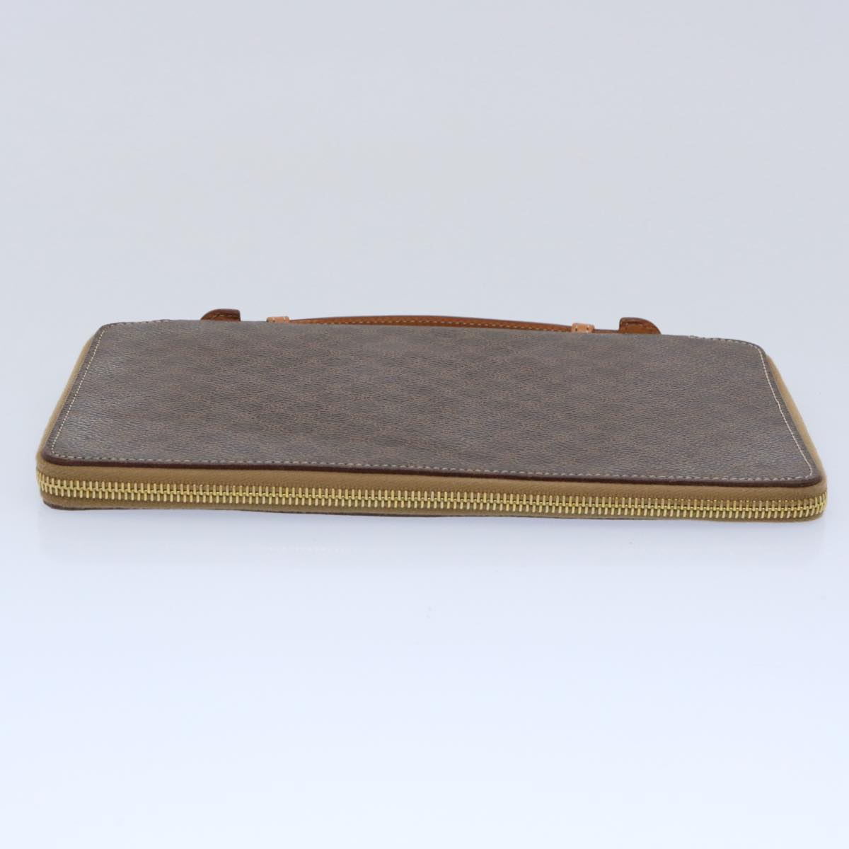 Luxury CELINE Macadam Canvas Travel Case PVC Leather Brown 62670