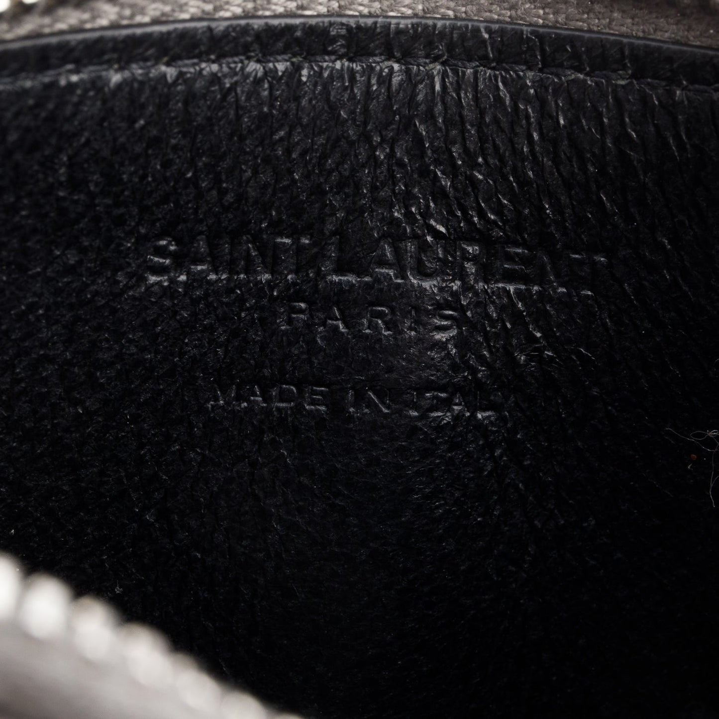 Saint Laurent Grey Grain De Poudre Paris Fragments Zipped Card Case