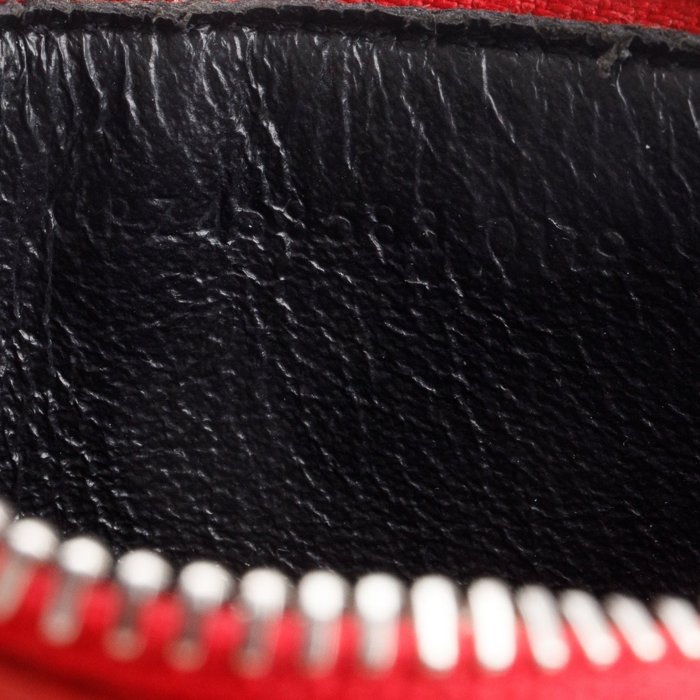 Saint Laurent Red Calfskin Leather Paris Fragments Zipped Card Case