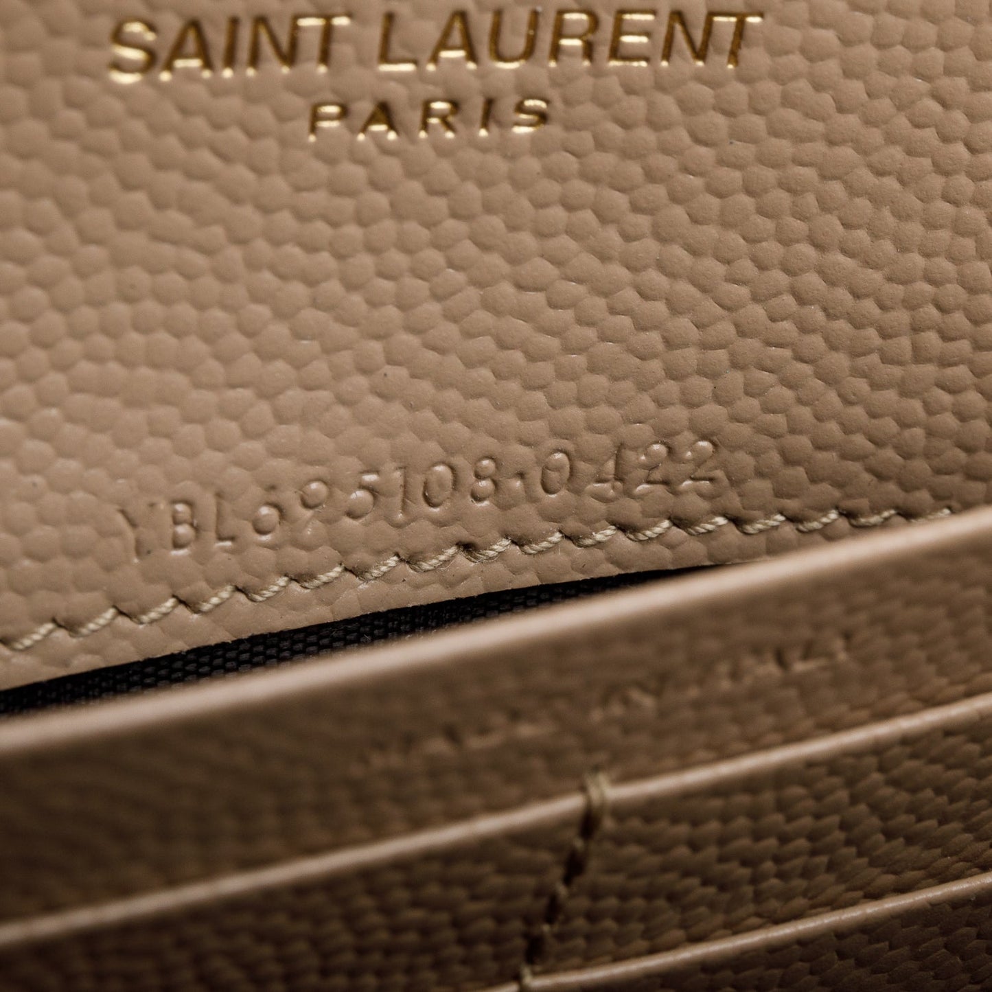 Saint Laurent 2022 Beige Cassandre Matelasse Envelope Chain Wallet