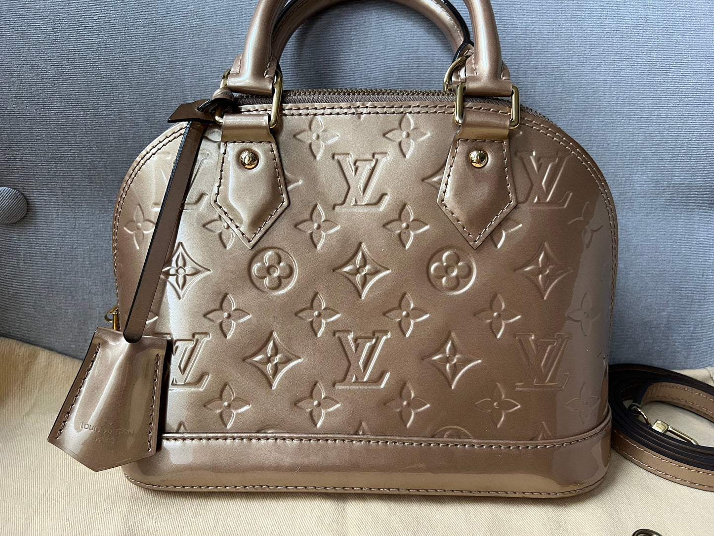 Louis Vuitton Alma Gold Vernis Patent Leather