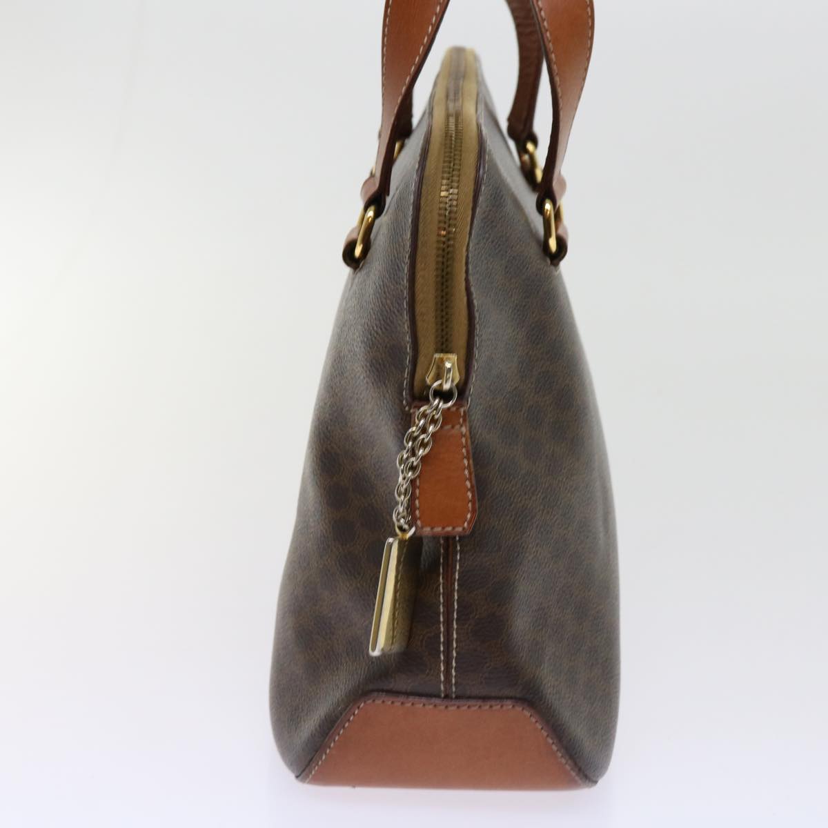 Luxury CELINE Macadam Canvas Hand Bag PVC Leather Brown 63444