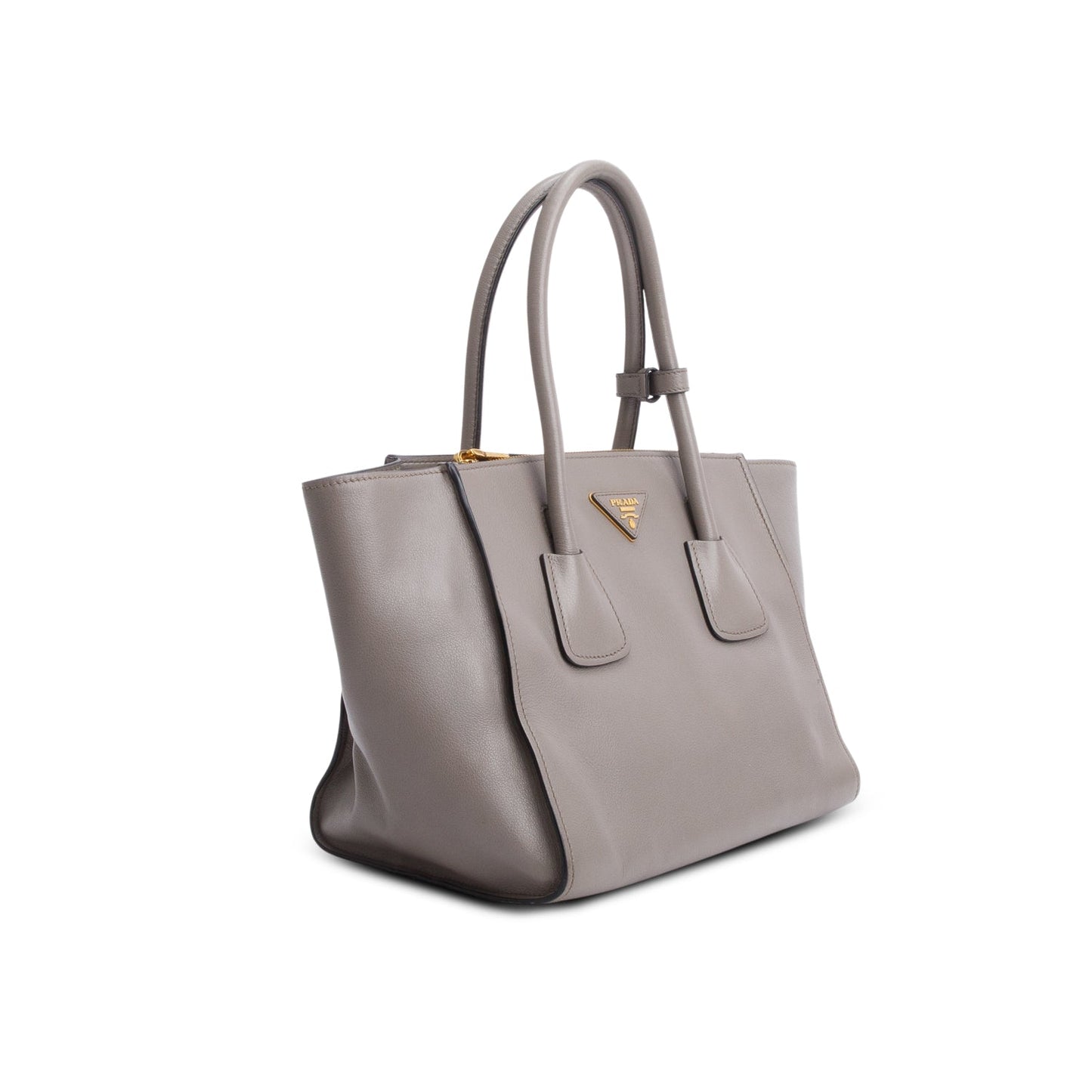 Prada Grey City Calf Small Twin Pocket Tote