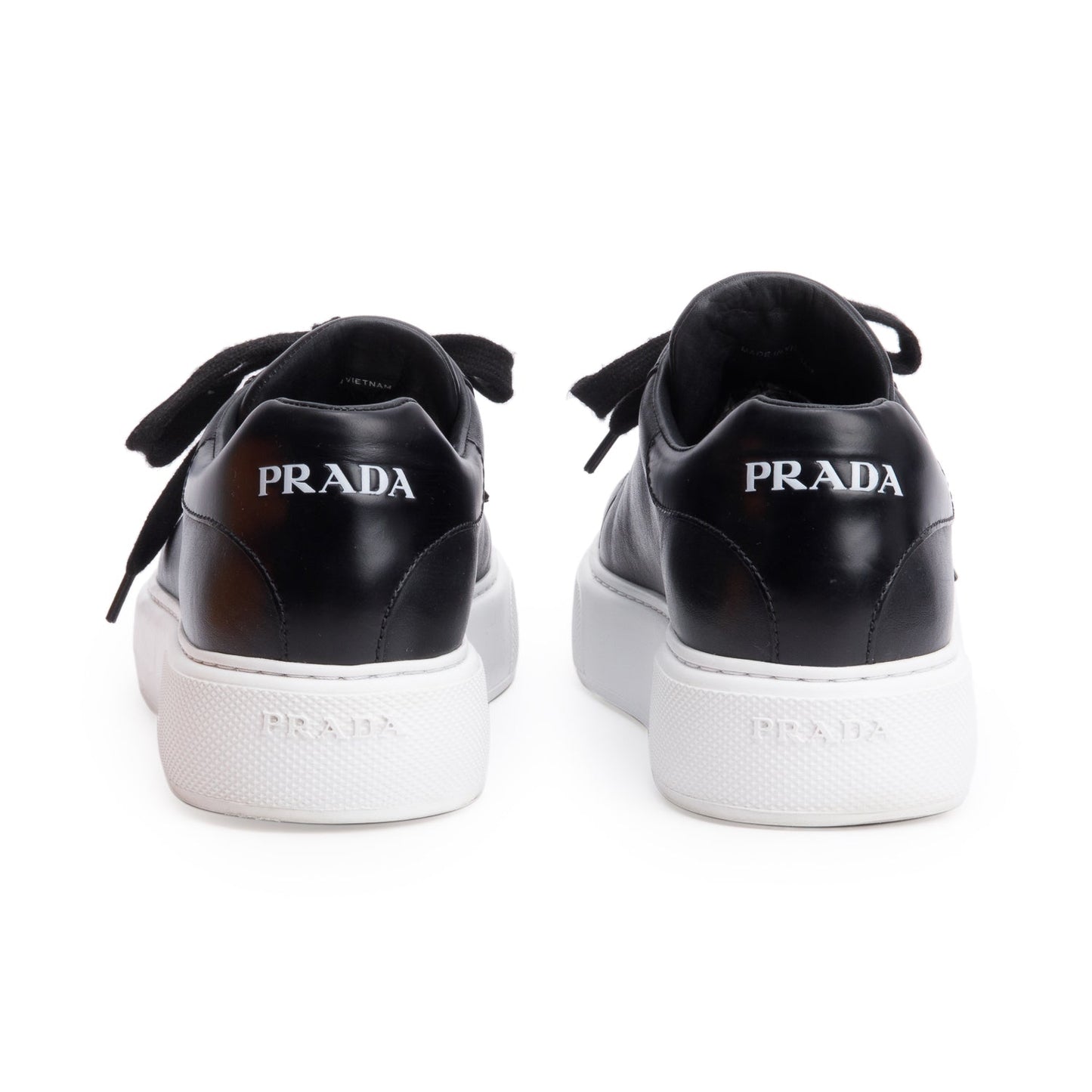 Prada 2022 Black Leather Platform Sneakers, Size 8
