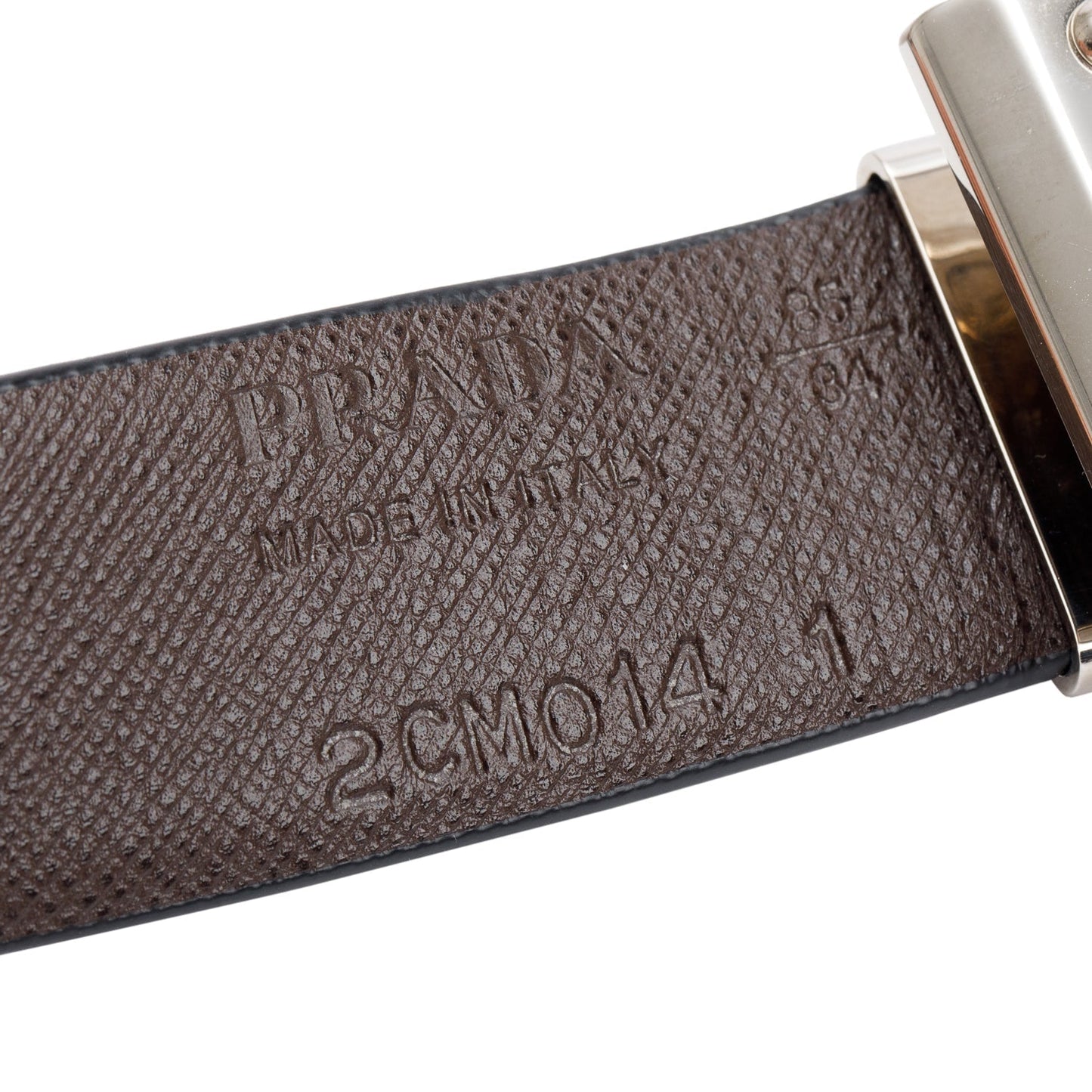 Prada Black/Brown Leather Rectangle Buckle Reversible Belt 85 34