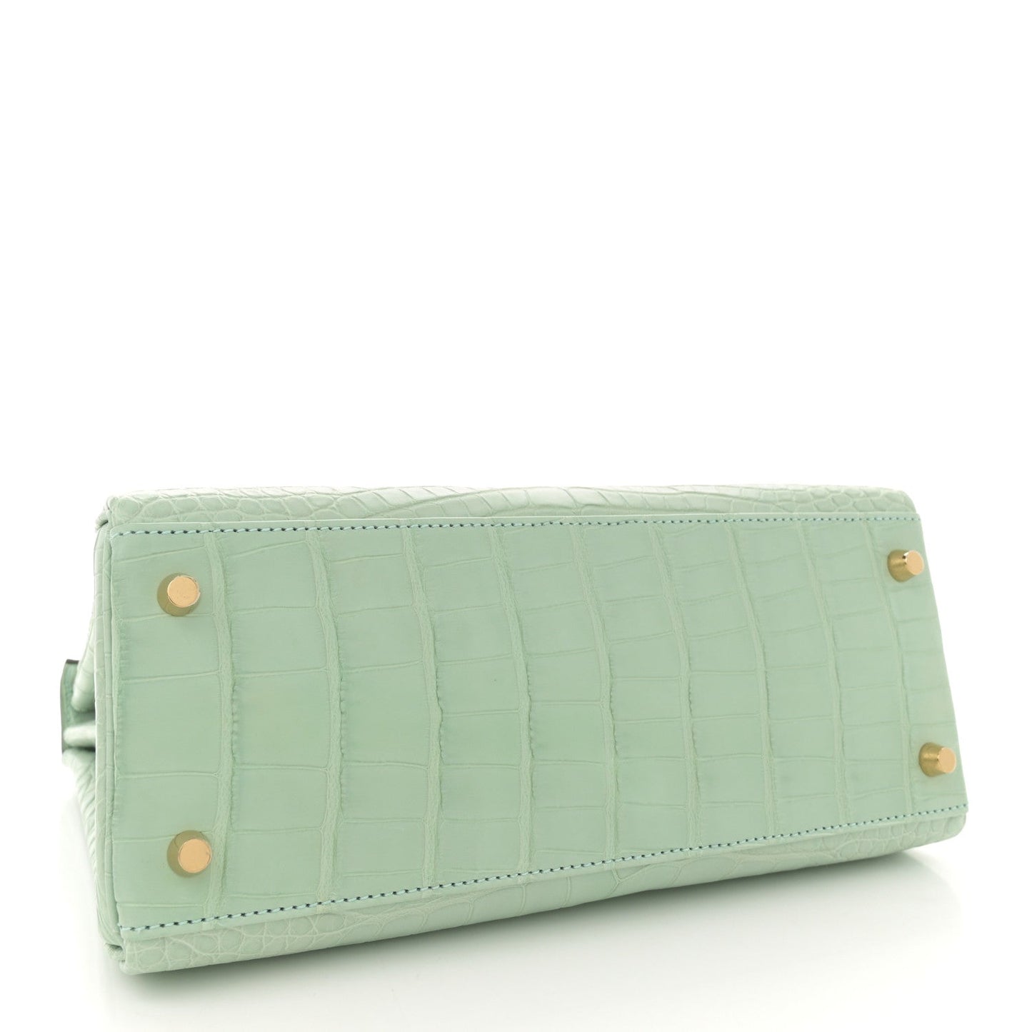 Hermes Matte Alligator Kelly Retourne 28 Vert D'eau