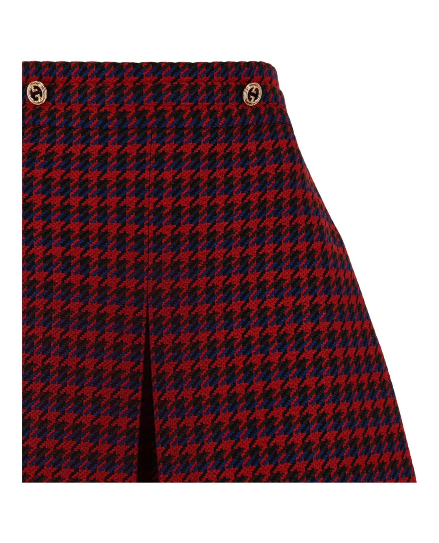 Gucci Womens Houndstooth Pleated Mini Skirt