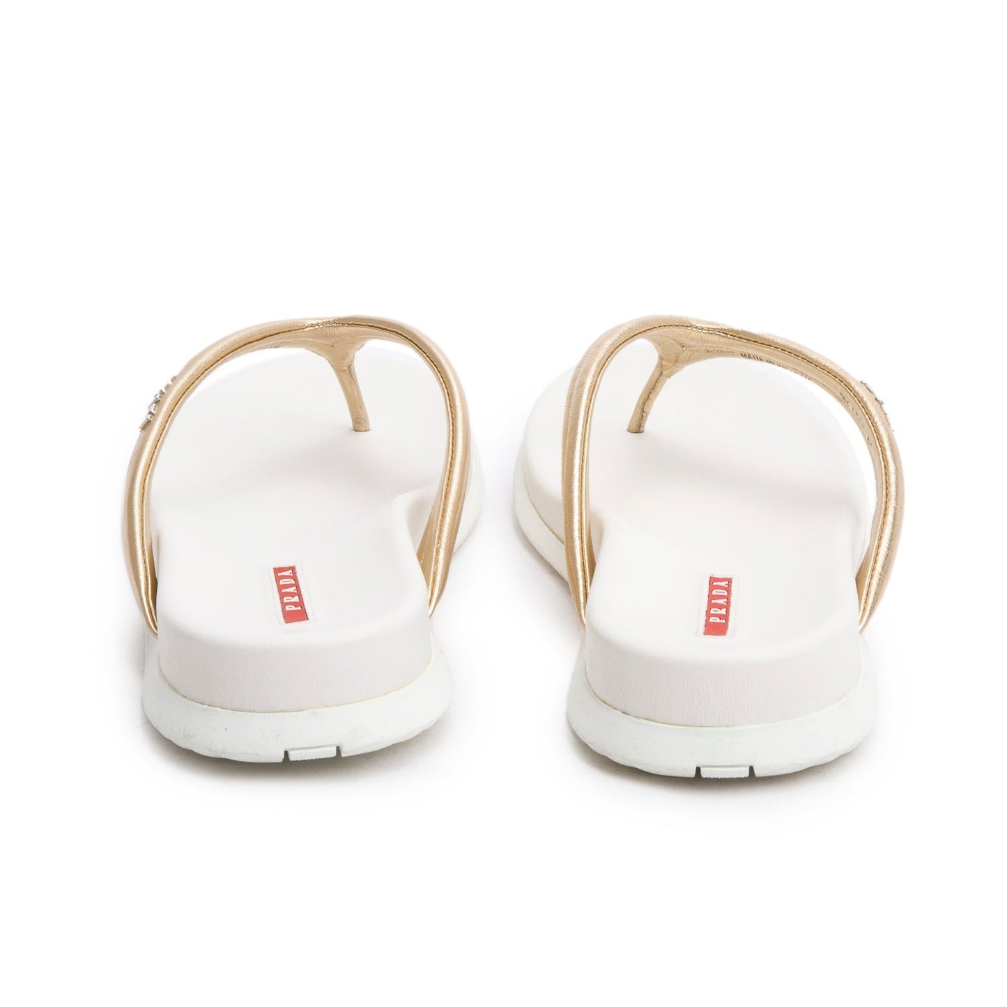 Prada Black/Gold Rubber Thong Sandals, Size 41