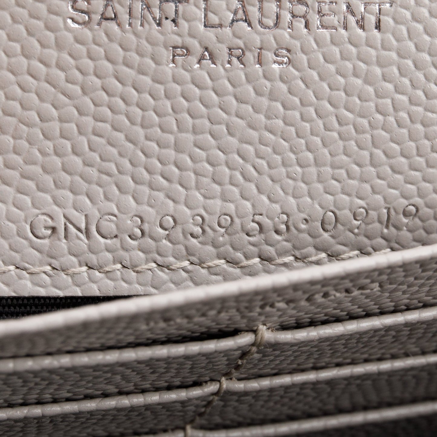 Saint Laurent Grey Cassandre Matelasse Envelope Chain Wallet