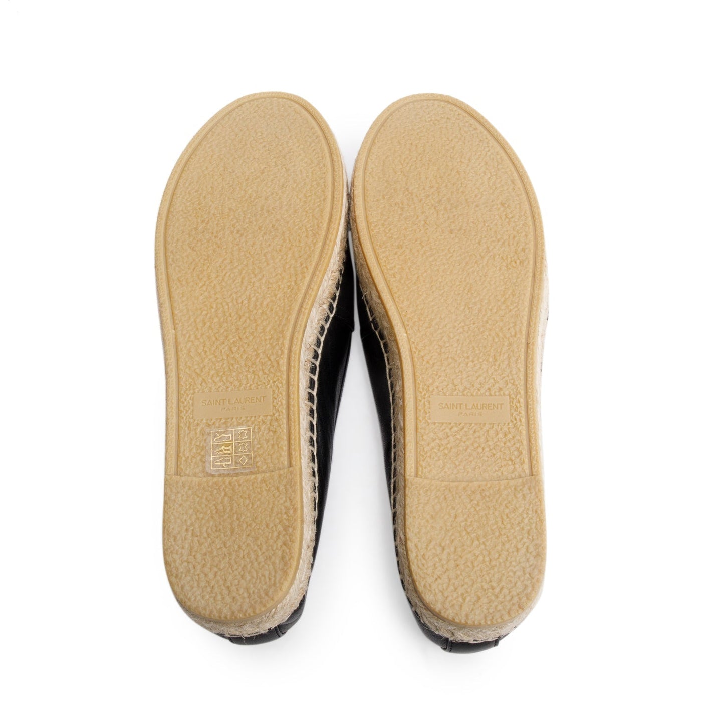 Saint Laurent Black Lambskin Leather Espadrilles, Size 38.5