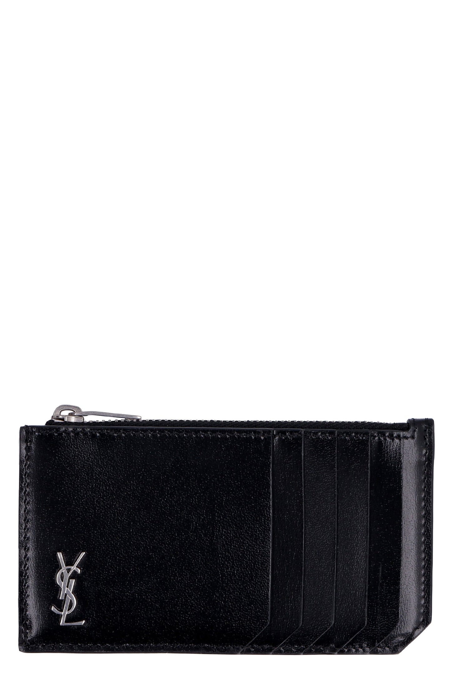 Luxury Saint Laurent Trending 2025 Men's Logo Plaque Cardholder in Black | Size UNICA | 6298991JB0E