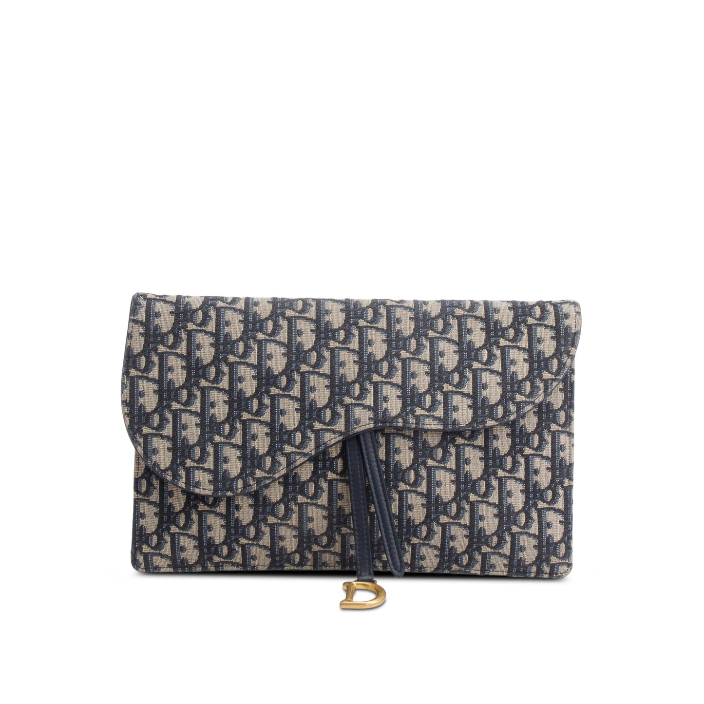 Christian Dior 2026 Blue Oblique Jacquard Canvas Saddle Pouch