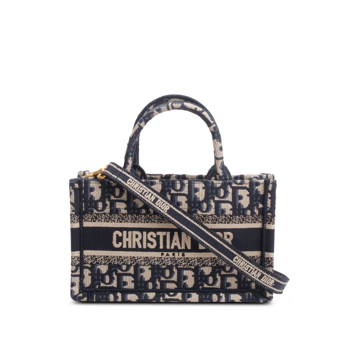 Christian Dior 2026 Blue Oblique Embroidered Mini Book Tote