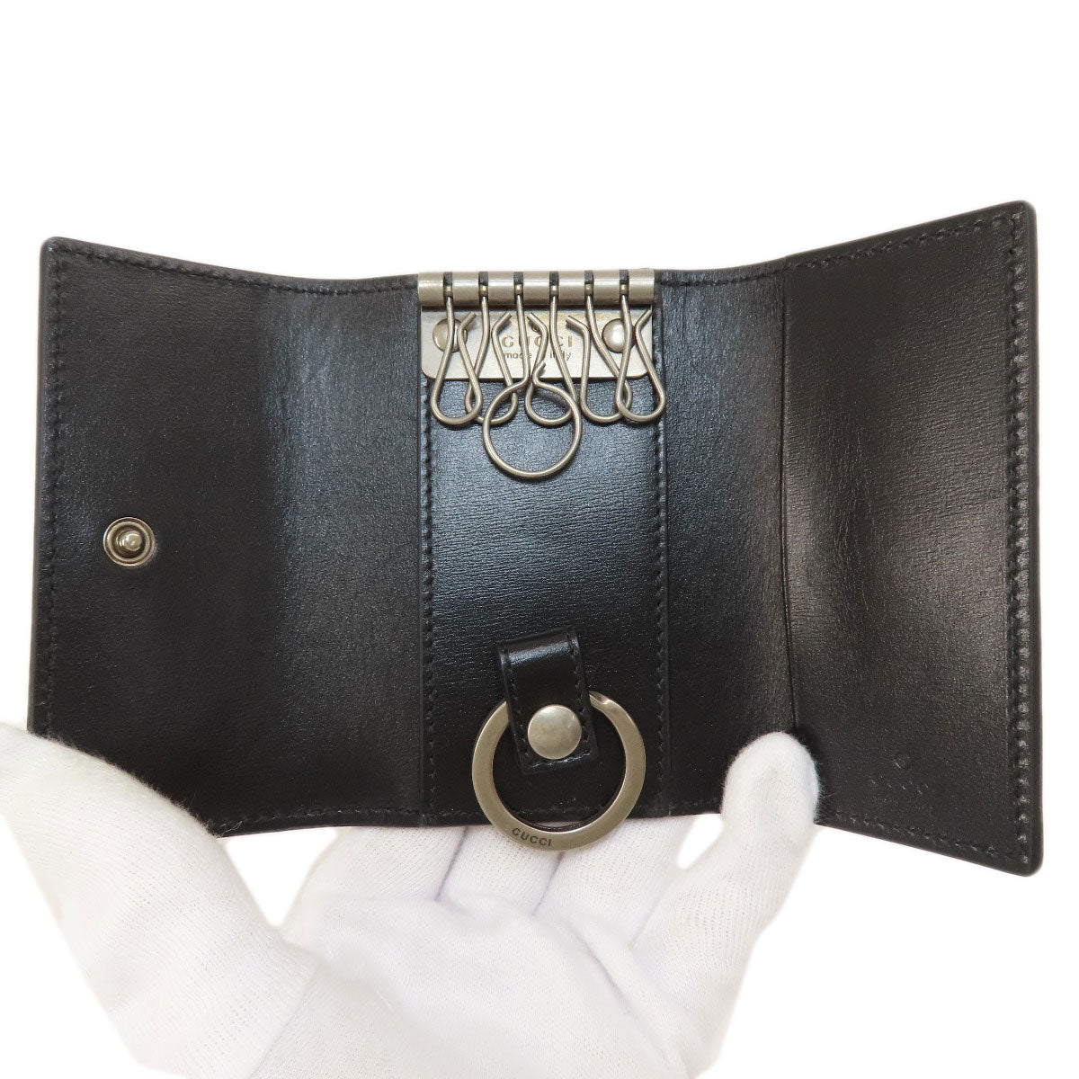 GUCCI Key case Key holder 435305 leather black logo Women(Unisex)