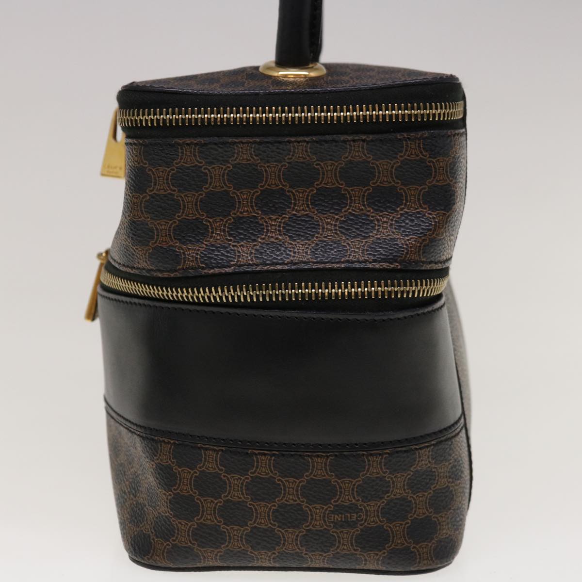 Luxury CELINE Macadam Canvas Vany Cosmetic Pouch PVC Leather Black 65328A