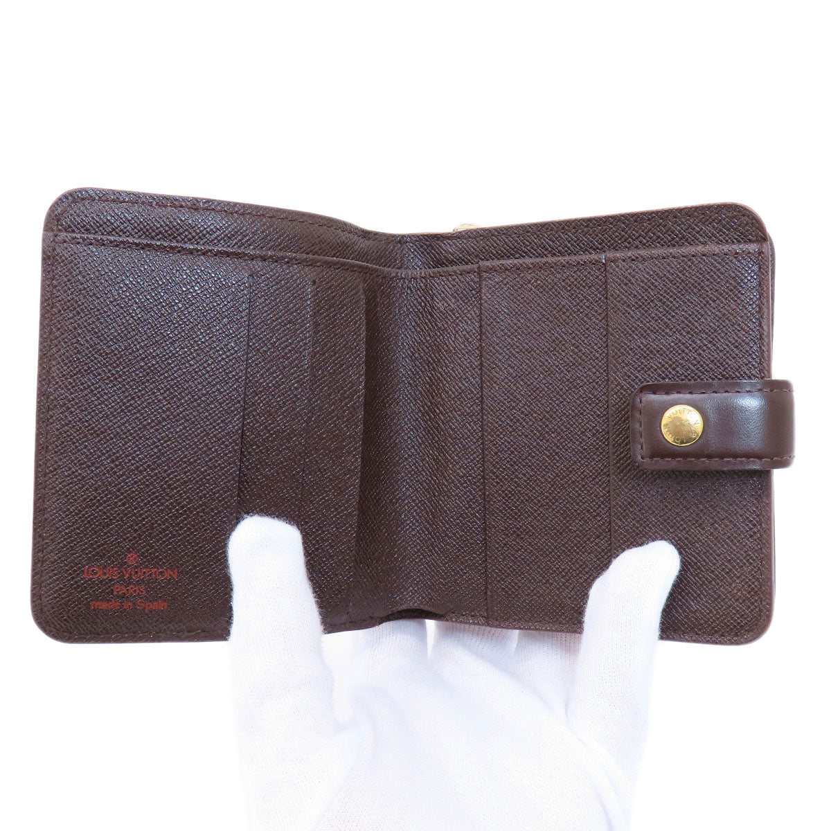 LOUIS VUITTON Bifold Wallet M61668 Damier canvas Brown Compact Zip Damier Ebene Women