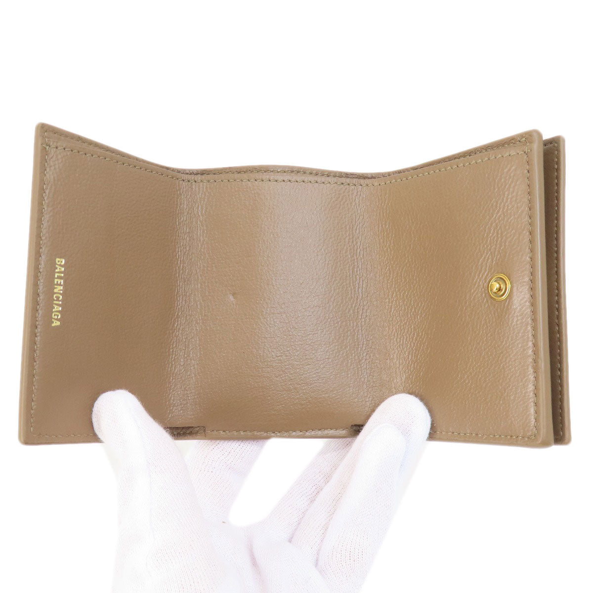 BALENCIAGA Bifold Wallet 594312 leather Brown Tri-fold Wallet BB pattern mens(Unisex)