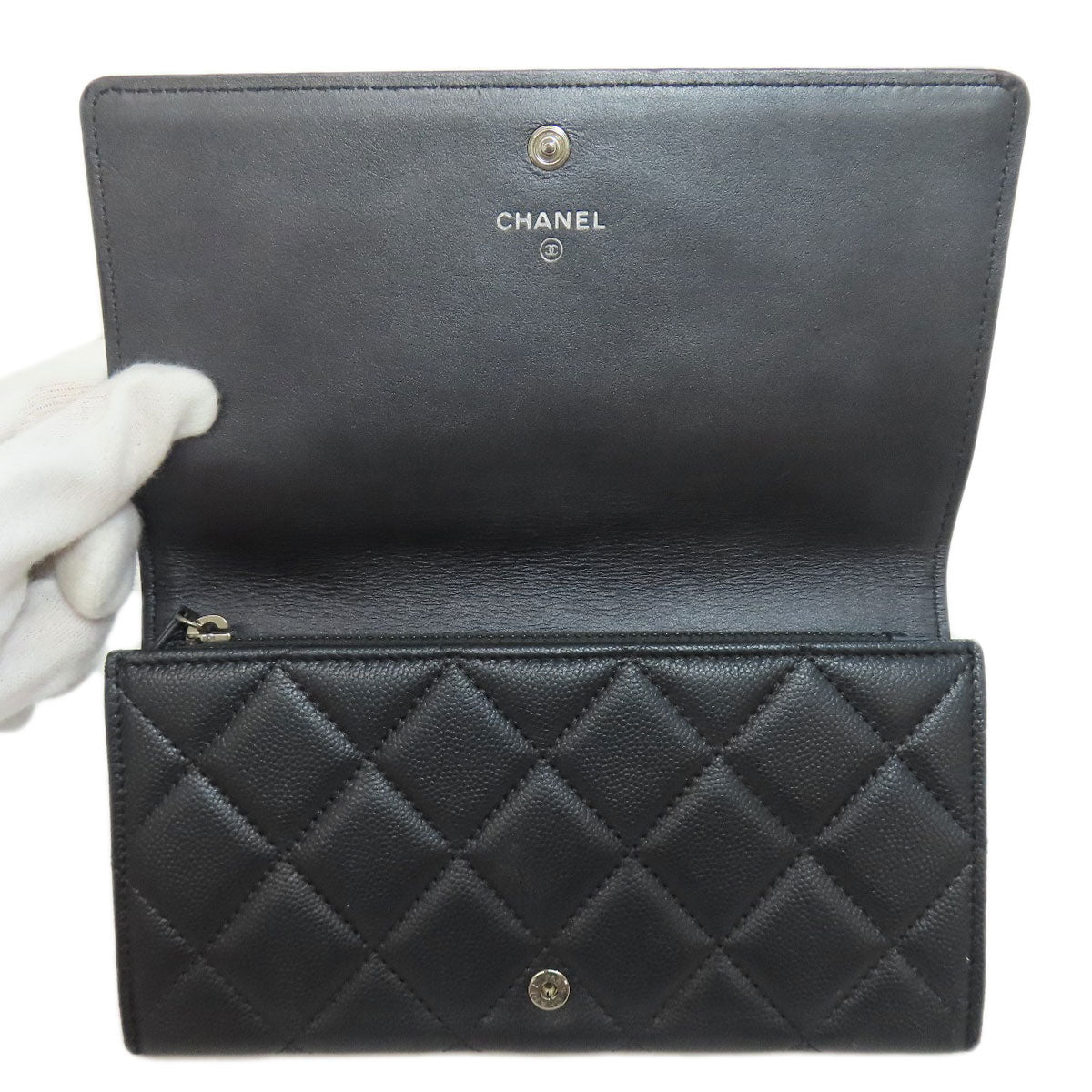 CHANEL Long Wallet Purse Soft Grained Calfskin gray COCO Mark