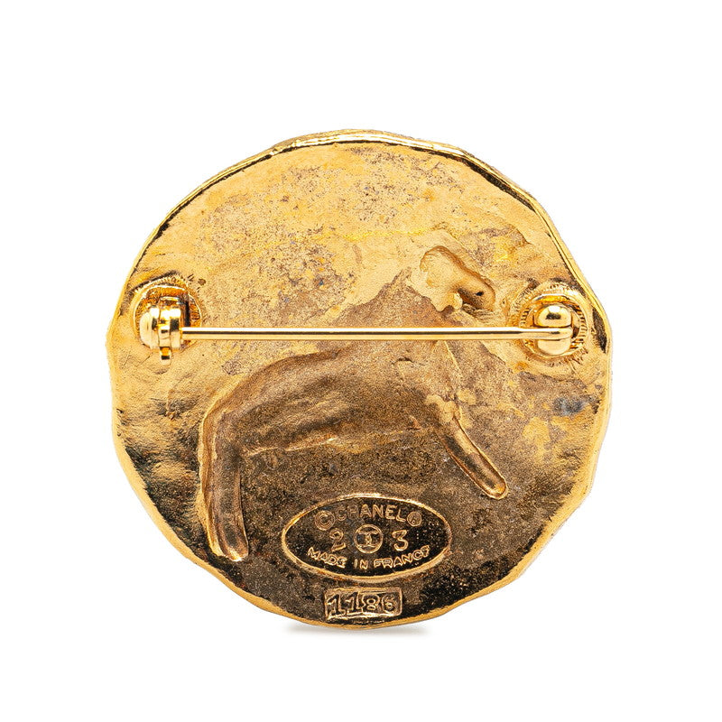 Chanel Gold Plated Lion Logo Brooch 23 Classic Flap Tote