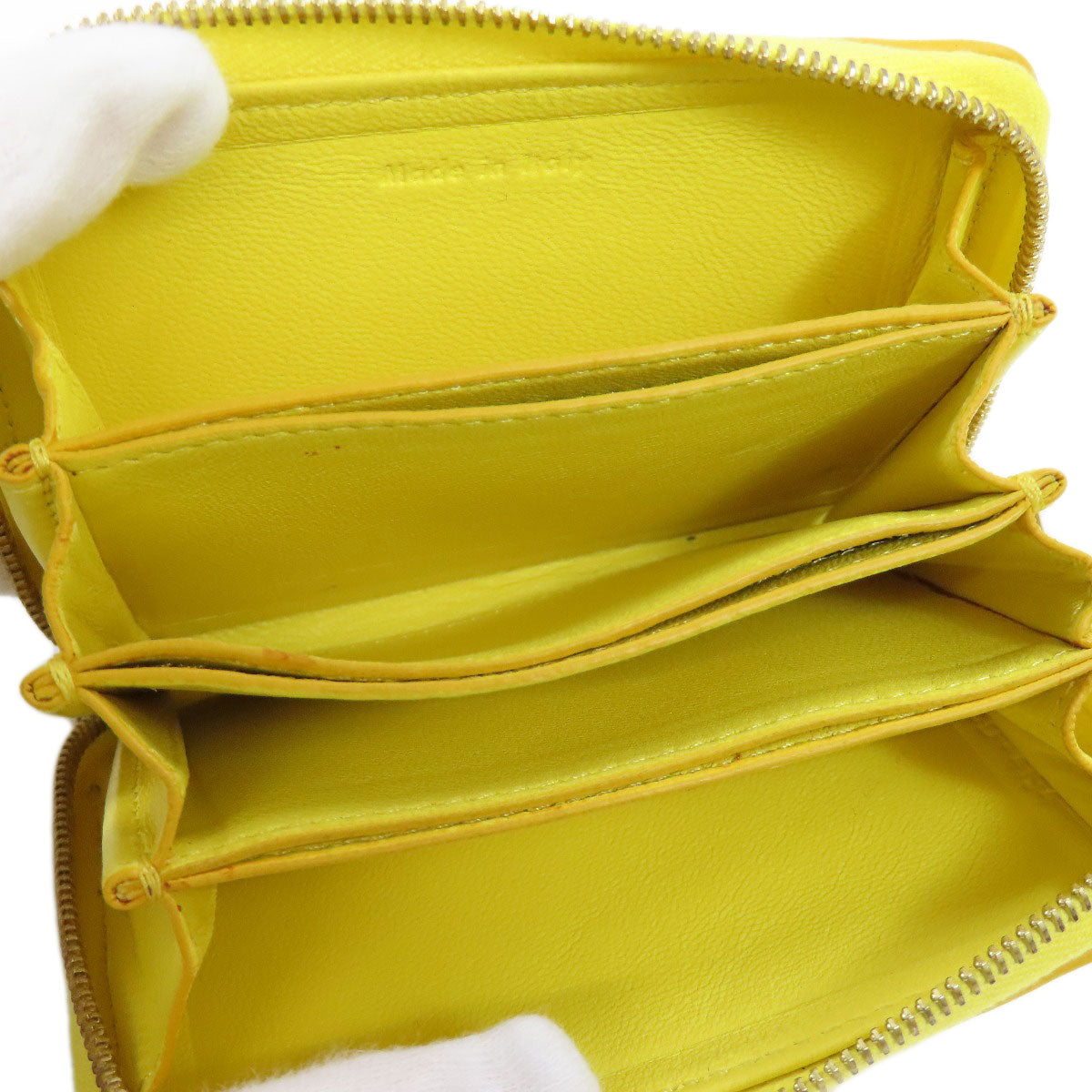 CELINE Coin case leather yellow logo Women