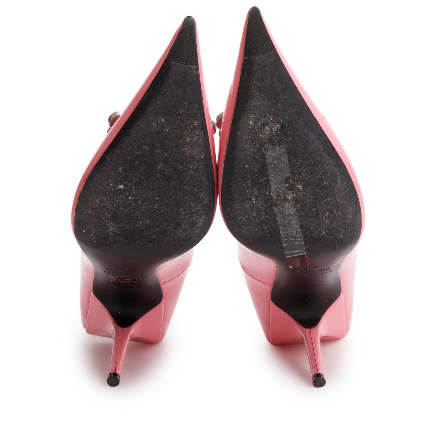 Balenciaga Pink Shiny Calfskin BB Square Knife 80mm Pumps, Size 40