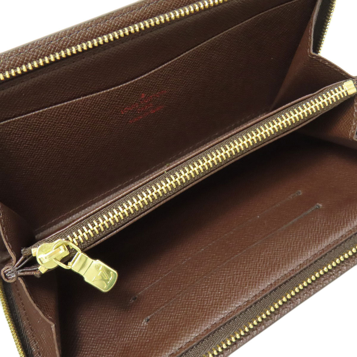 LOUIS VUITTON Long Wallet Purse N61728 Damier canvas Brown Portonet Zip Women