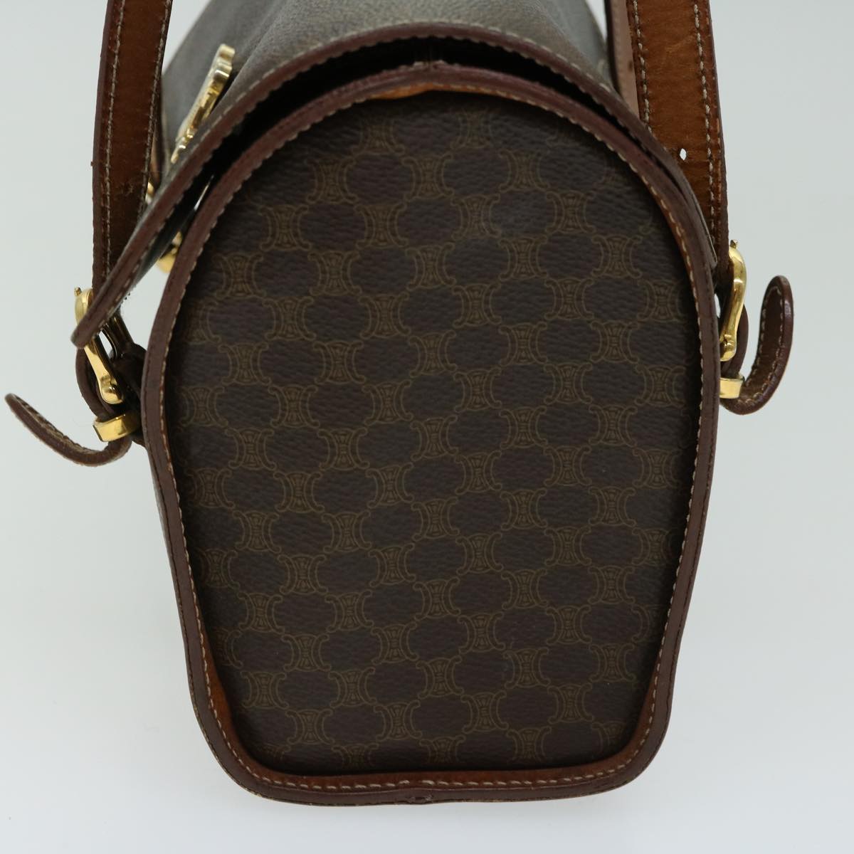 Luxury CELINE Macadam Canvas Hand Bag PVC 2way Brown 66276
