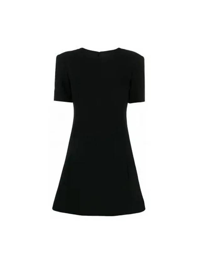Luxury Saint Laurent Trending 2025 Double Sable Short Sleeve Short Dress Black