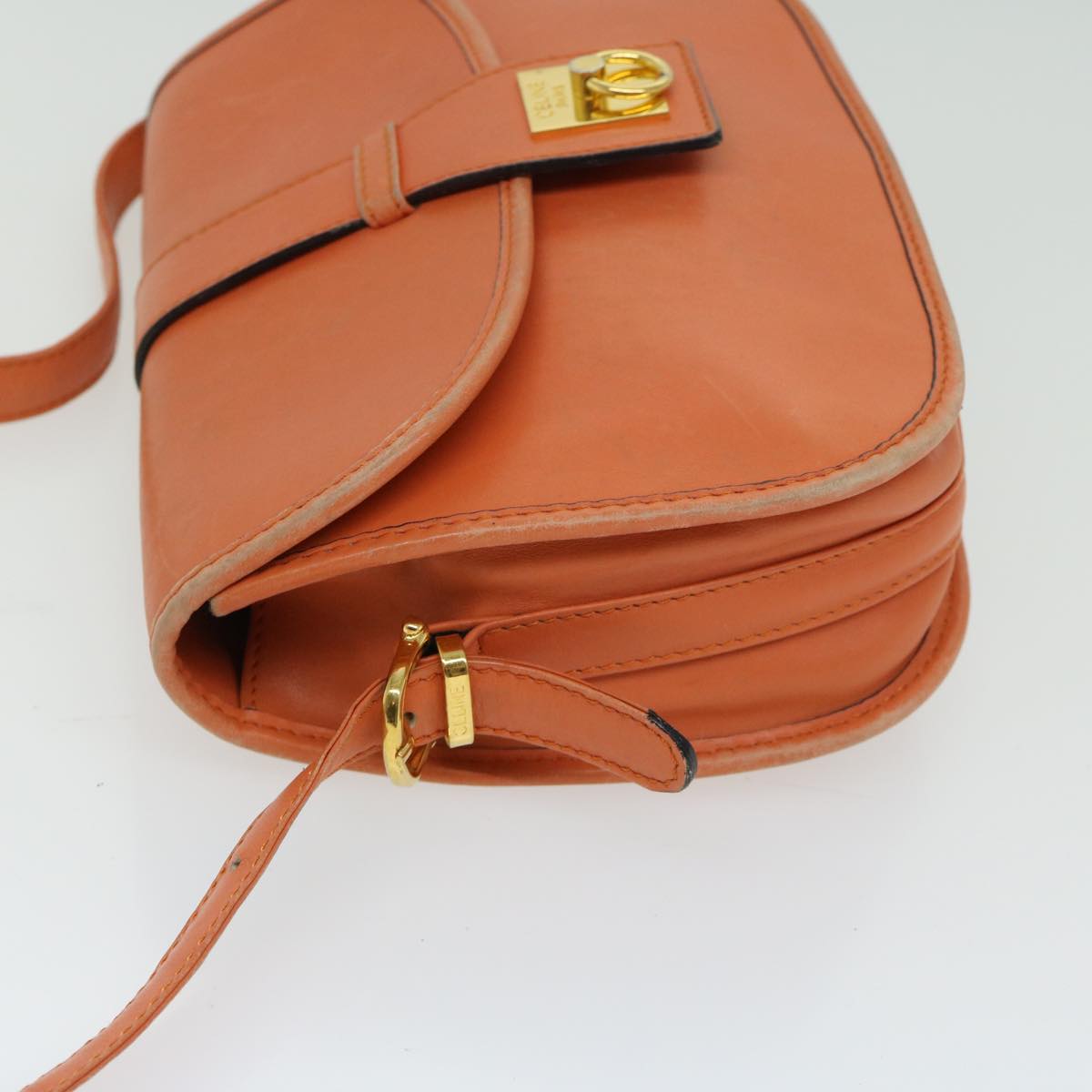 Luxury CELINE Shoulder Bag Leather Orange 67182