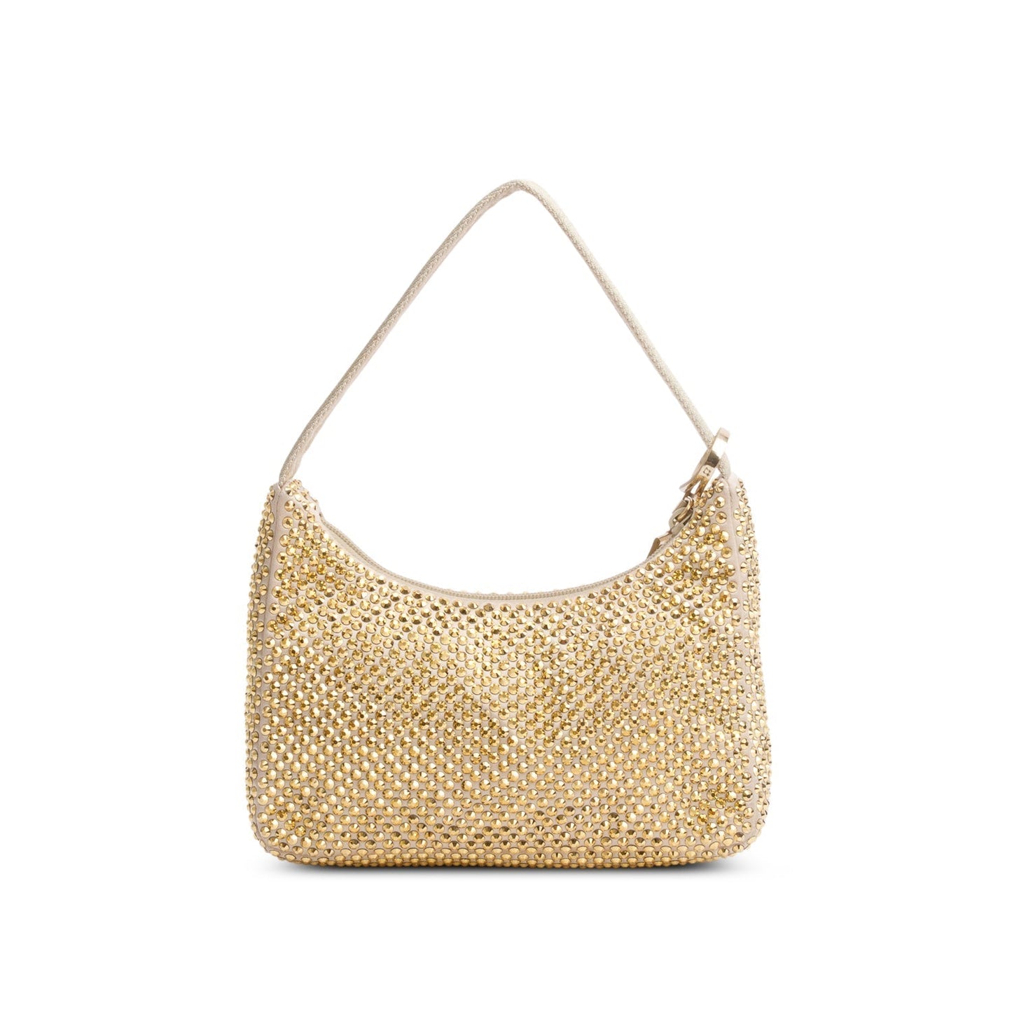 Prada Gold Satin Crystal Mini Re-Edition 2000 Bag