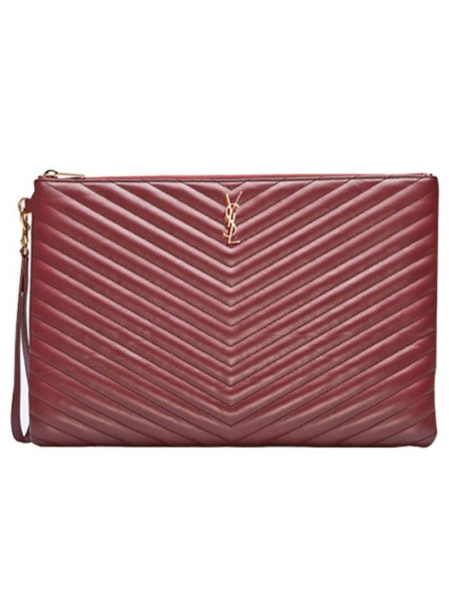Luxury Saint Laurent Trending 2025 Matelasse Leather Document Holder Wine