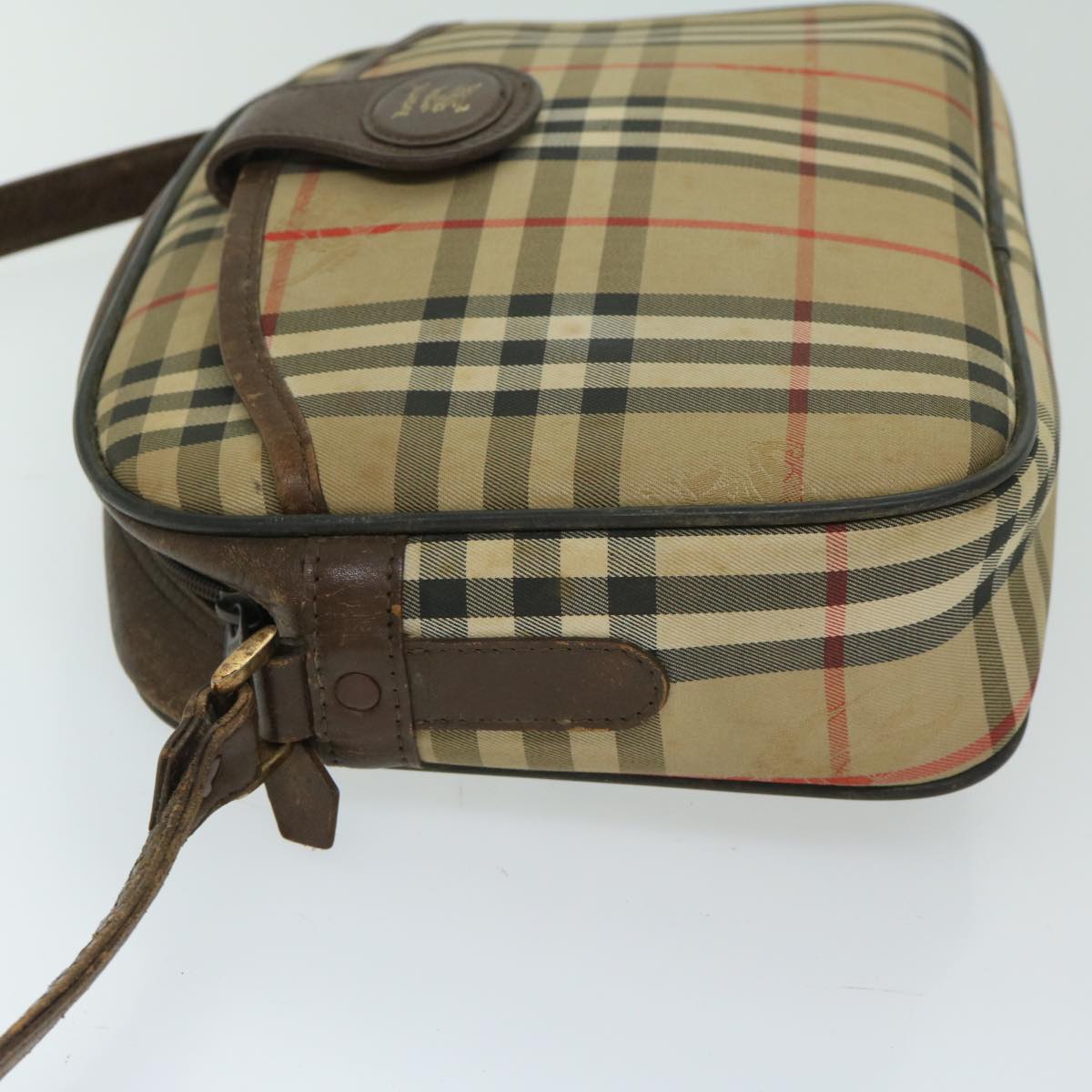 Luxury BurberrySs Nova Check Shoulder Bag Canvas Beige Auth 68023