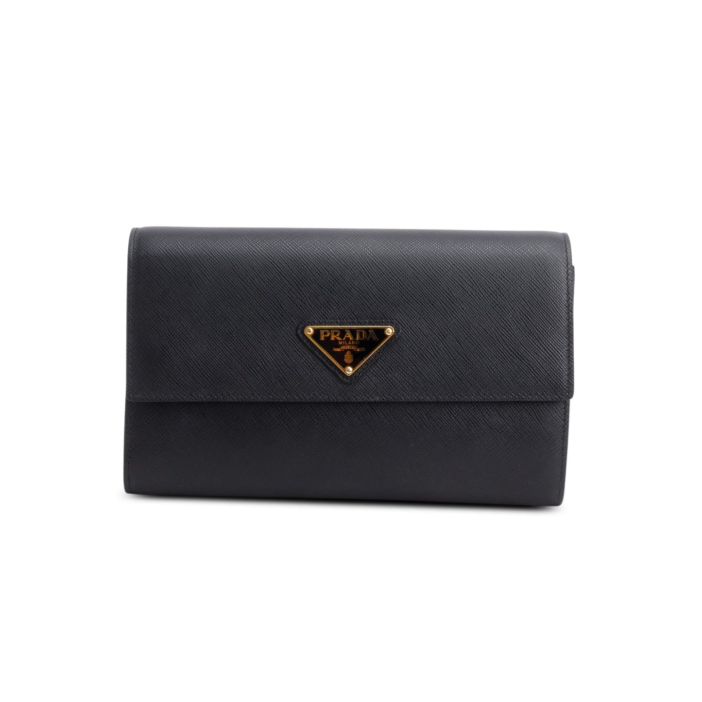Prada Black Saffiano Leather Flap Wallet