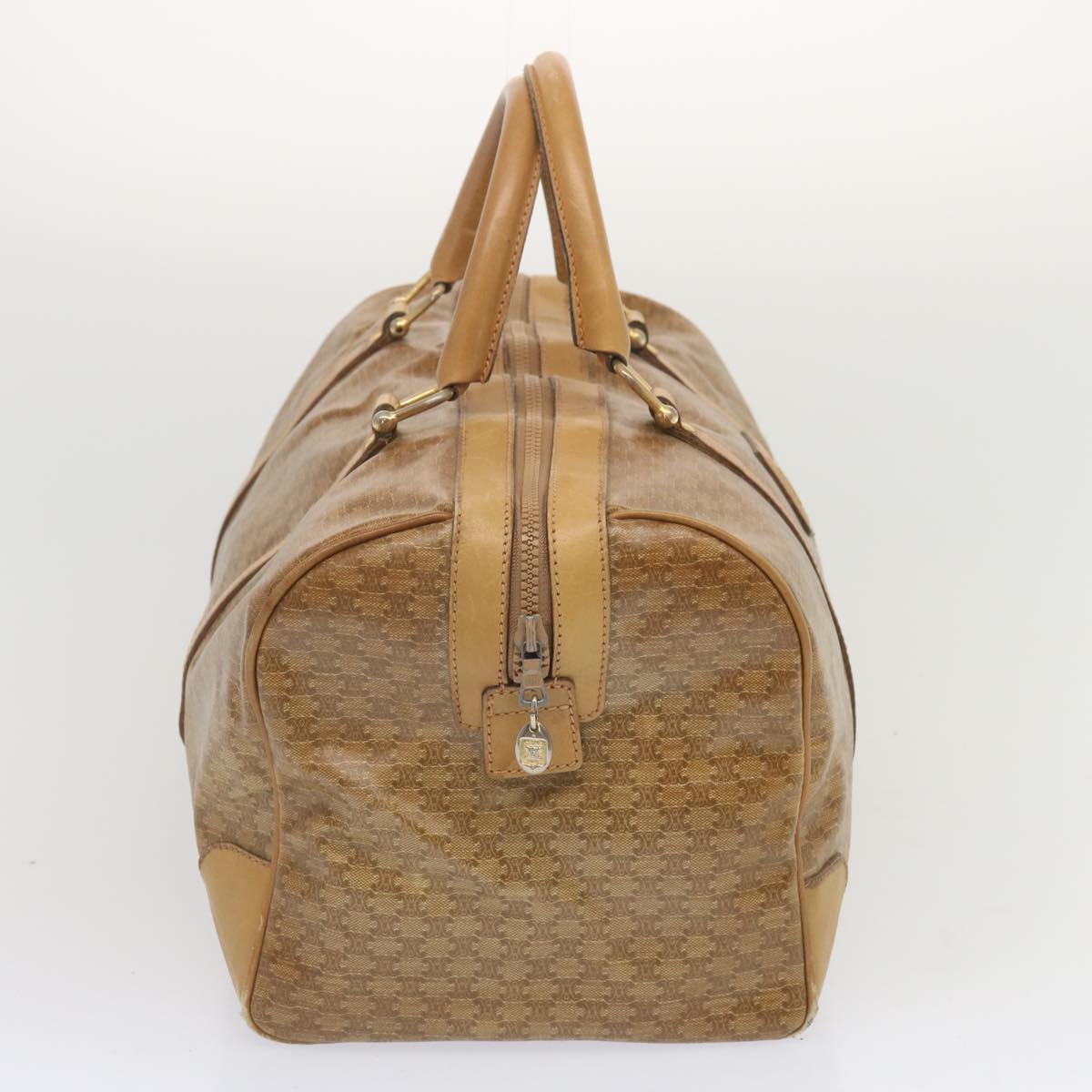 Luxury CELINE Macadam Canvas Boston Bag Beige 68079