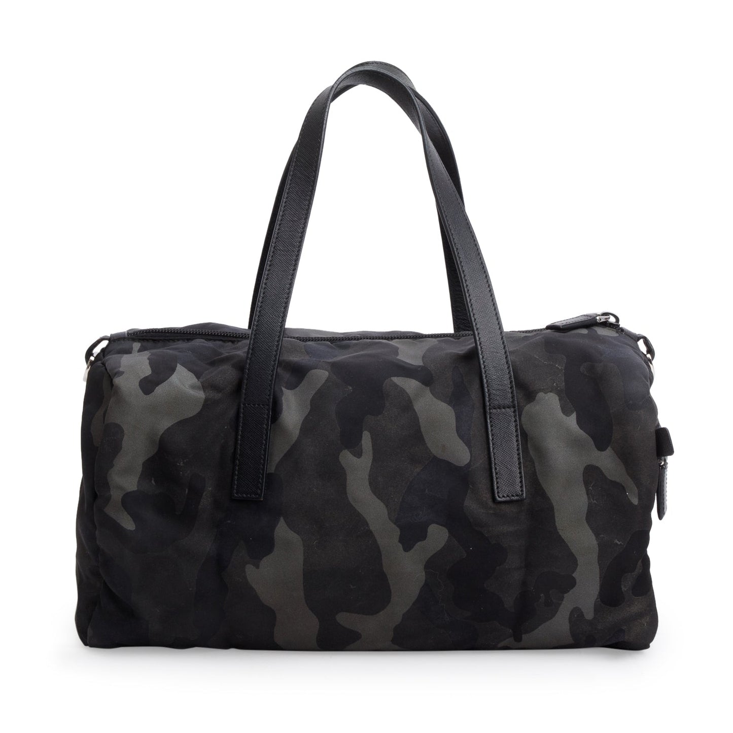Prada Black Nylon Convertible Camouflage Small Boston Bag