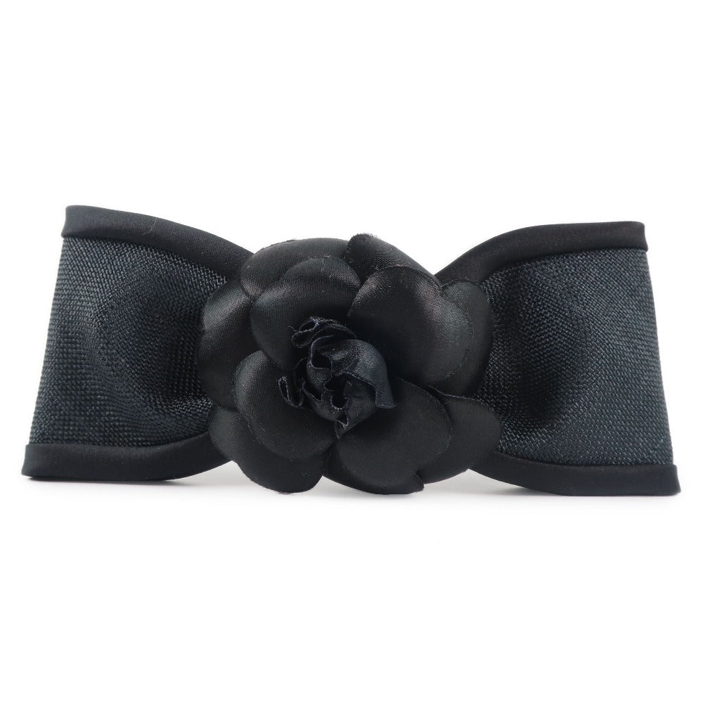 Chanel Chanel Ribbon Motif Baretta Camelia Satin Black Ribbon Motif A+ Ranked
