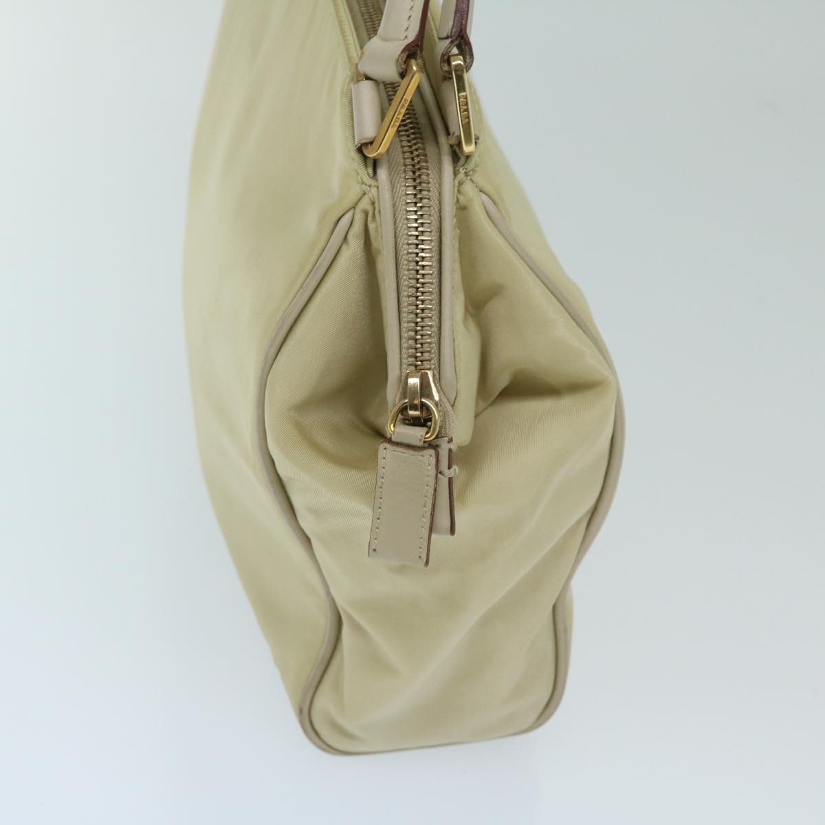 PRADA Hand Bag Nylon Beige Auth 69075