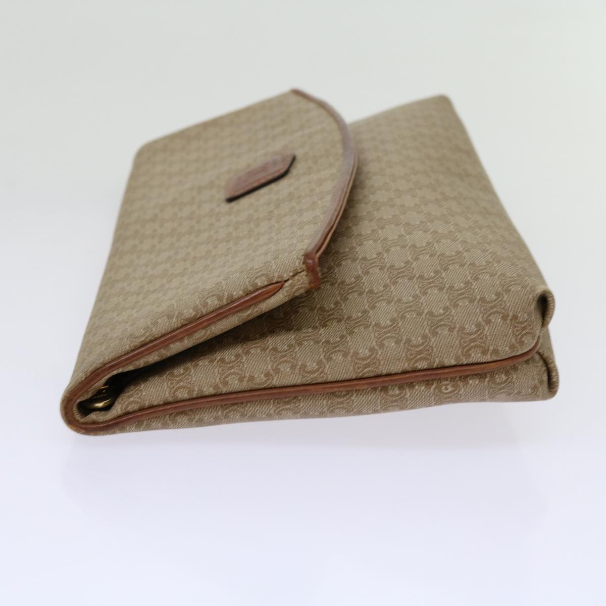 Luxury CELINE Macadam Canvas Clutch Bag PVC Beige Brown 69882
