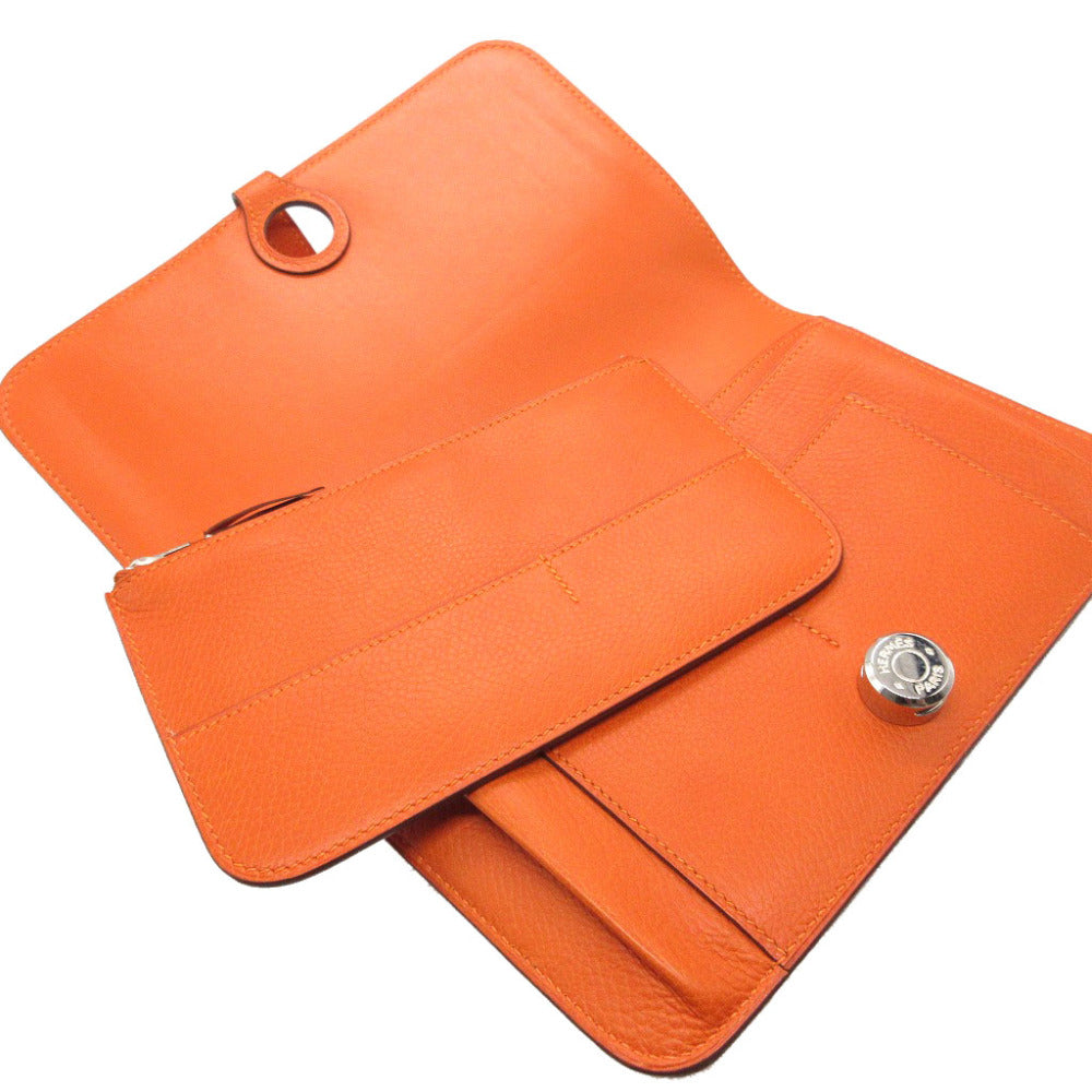 HERMES Long Wallet Purse Togo Orange Dogon GM unisex(Unisex)