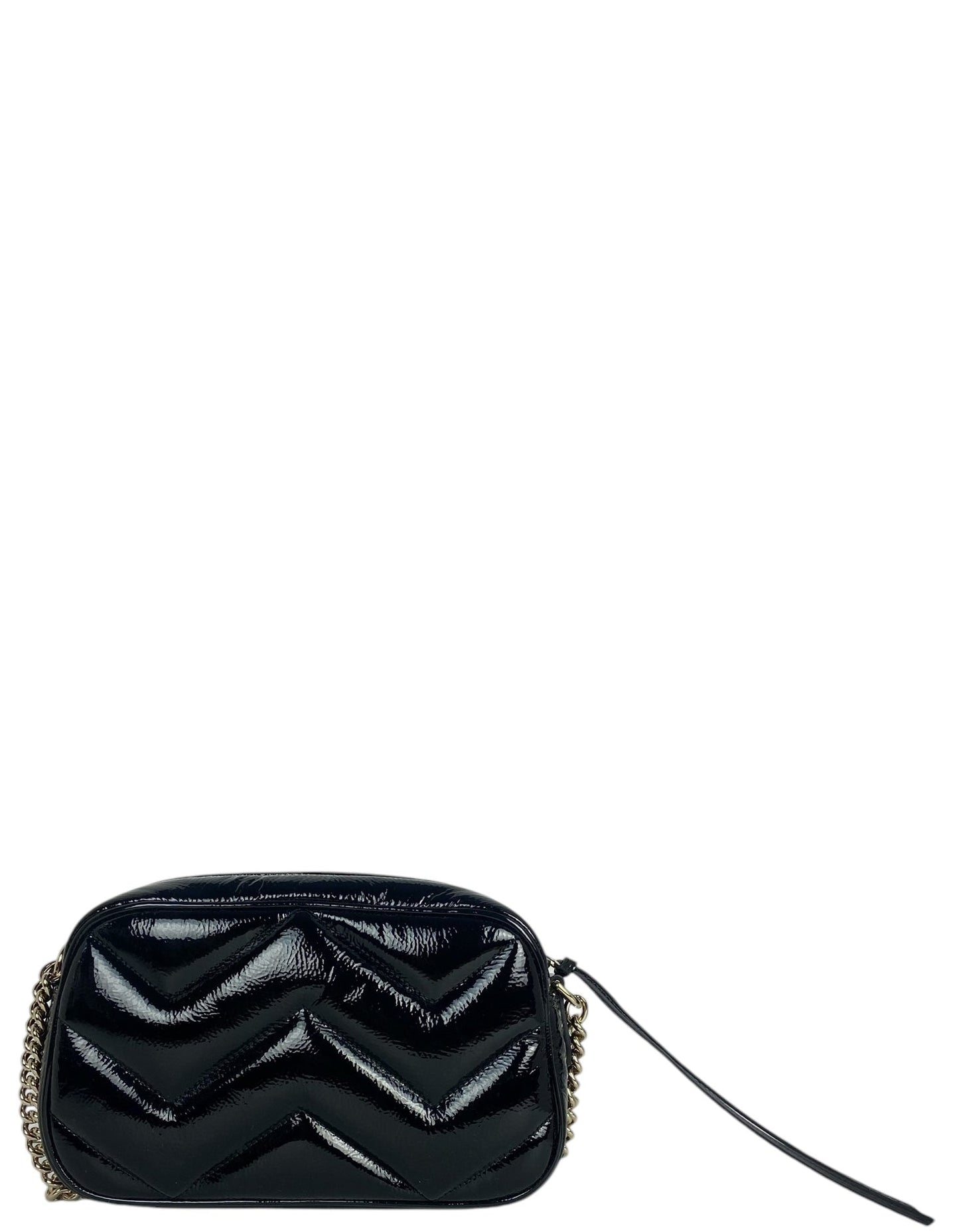 Gucci Black Patent GG Small Marmont Crossbody