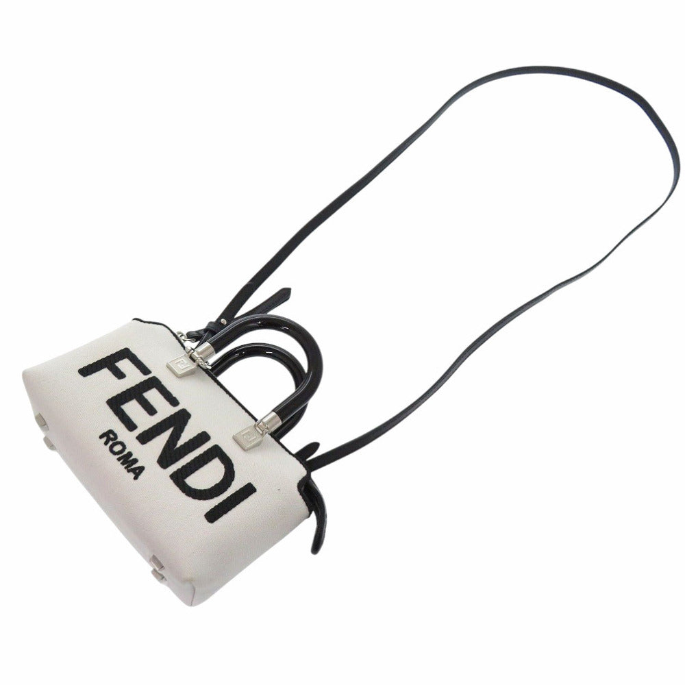 FENDI Handbag 8BS067 ANVG Canvas, Leather white By the way small Women