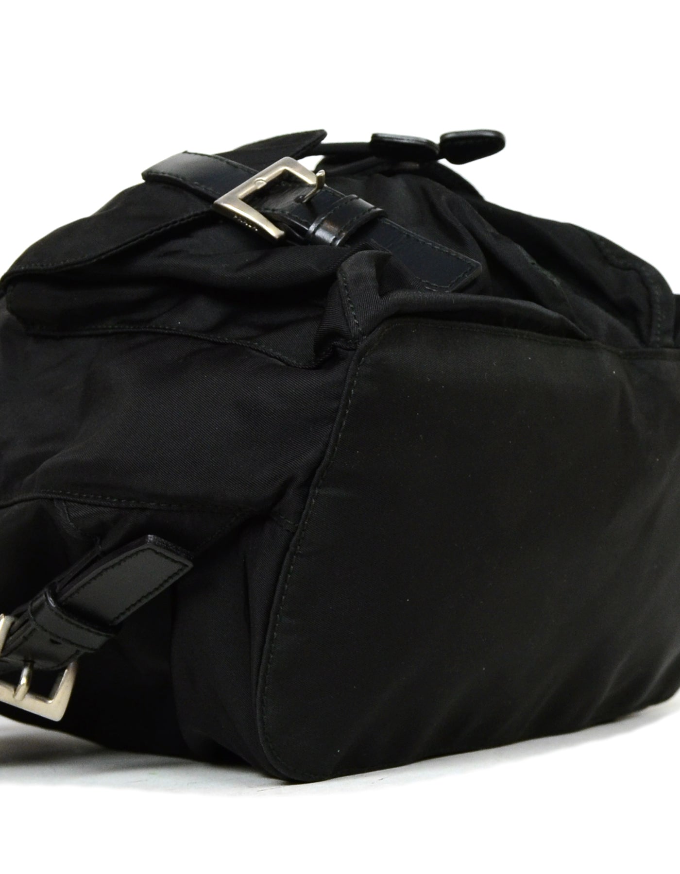 Prada Black Nylon Small Double Pocket Backpack Bag