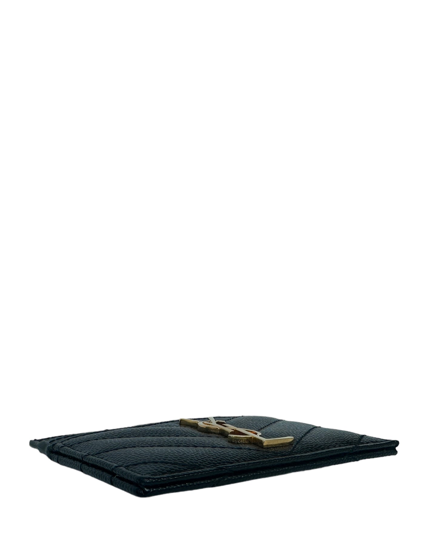 Saint Laurent Black Cassandre Matelasse Monogram Logo Card Case