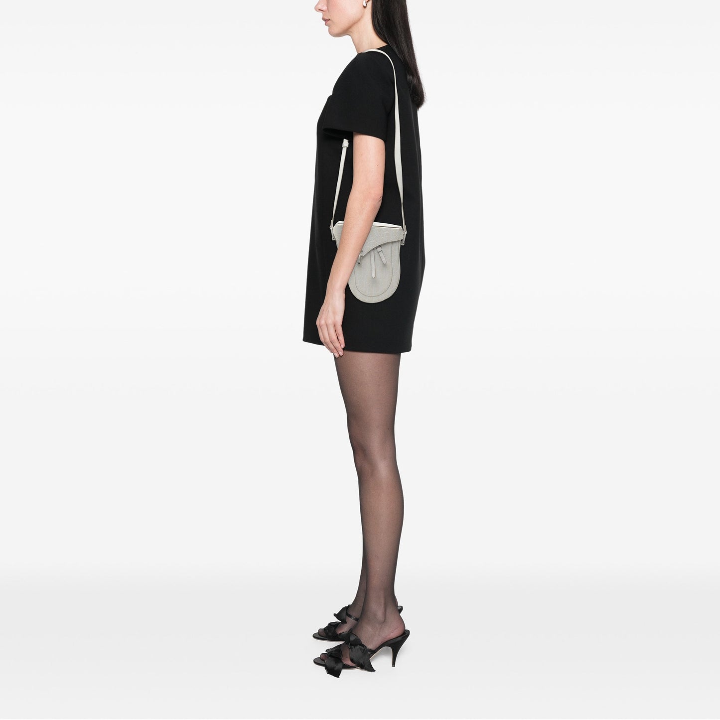 White Dior Oblique Calfskin Saddle Boxy Crossbody