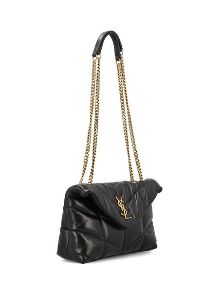 Luxury Saint Laurent Trending 2025 Women's QuiltedPuffer Toy Shoulder Bag in Black | Size UNICA | 7593371EL07