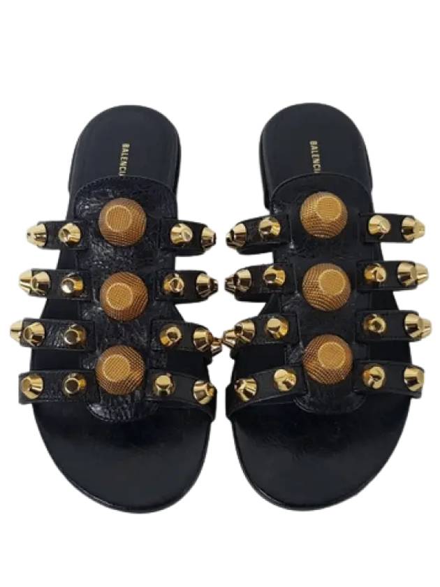 Luxury Balenciaga Trending 2026 Gold Stud Slippers Black