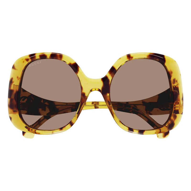 Gucci Sunglasses Square Full Rim, Havana Frame and Brown Lens GG1235S002