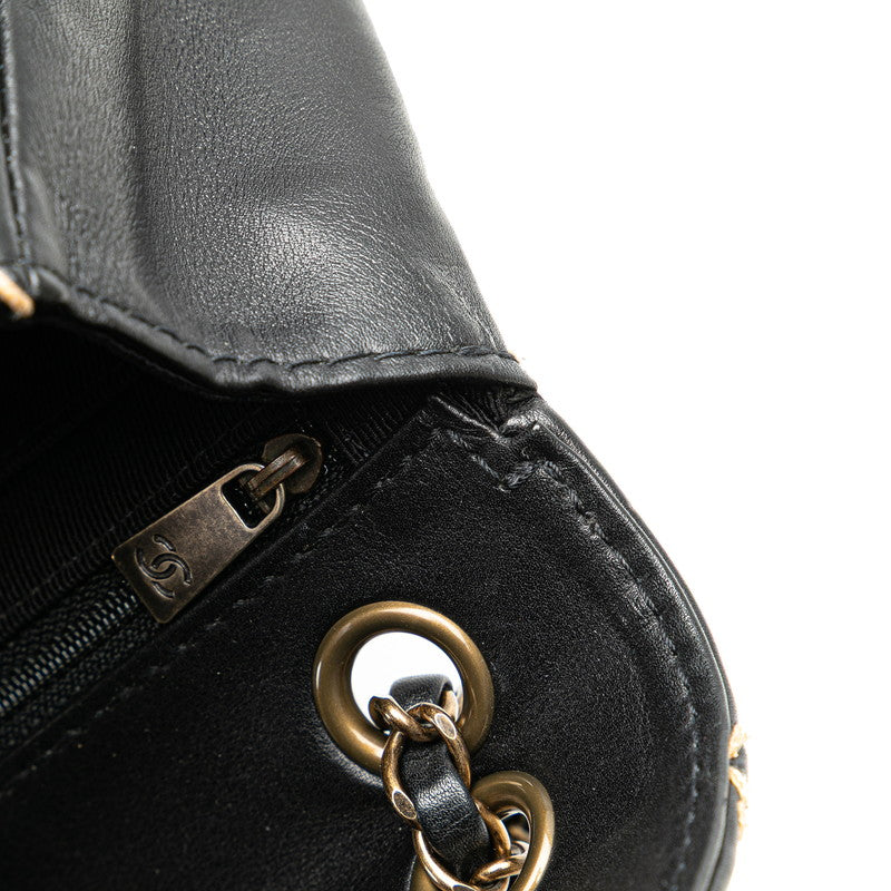 Chanel Coco Mark Wild Stitch Lambskin Shoulder Bag Classic Flap